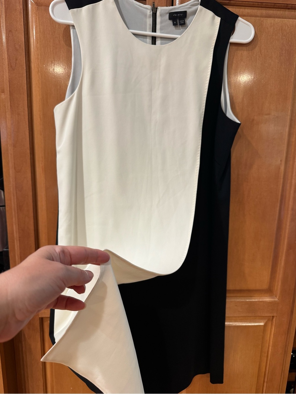Theory Black and White Vertical Colorblock Mini Dress - Picture 3 of 5